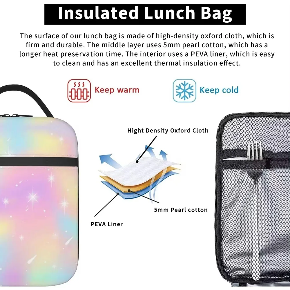 Tie Dye Lunch Box for Kids Girls Boys Portable Insulated Cooler Thermal Cute Lunch Bag Tote for School Work Picnic