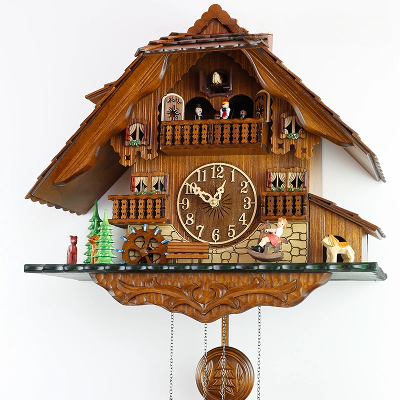 Ride a Cock Horse Pavilion Dynamic Sweet Bell Cuckoo Wall Clock European and  Living Room Villa Room Quartz Clock