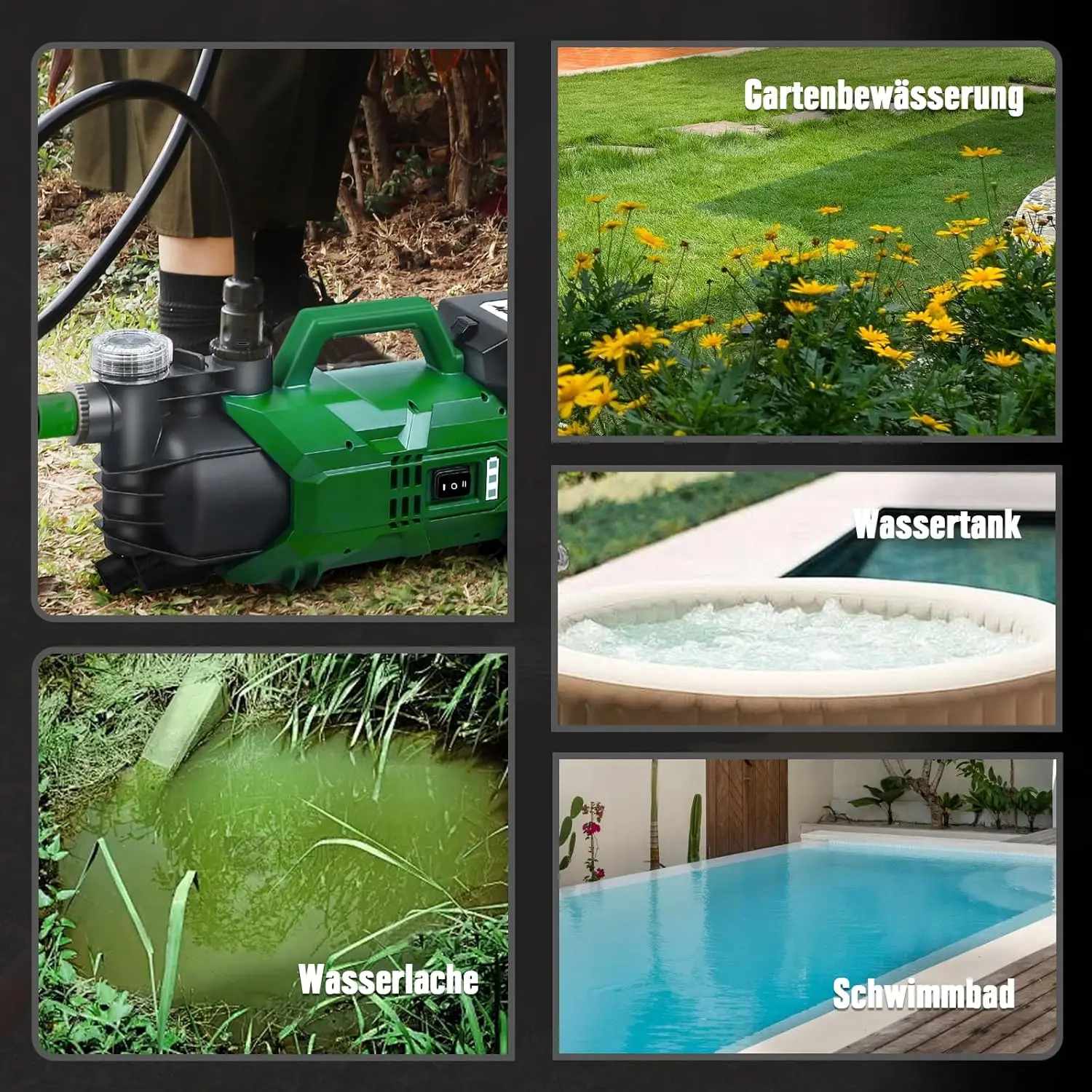 Cordless Water Pump for Makita 18V BL1830 Battery, Garden Pump with 2800 L/h flow rate, for Irrigation, Drainage (Tool Only)