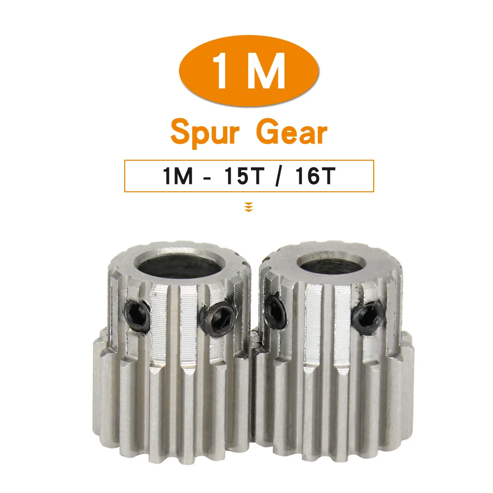 

1 Piece Spur Gear 1M-15T/16T Bore Size 6/8 mm 304 Stainless Steel Transmission Gear Teeth Outer Diameter 17mm Total Height 18 mm