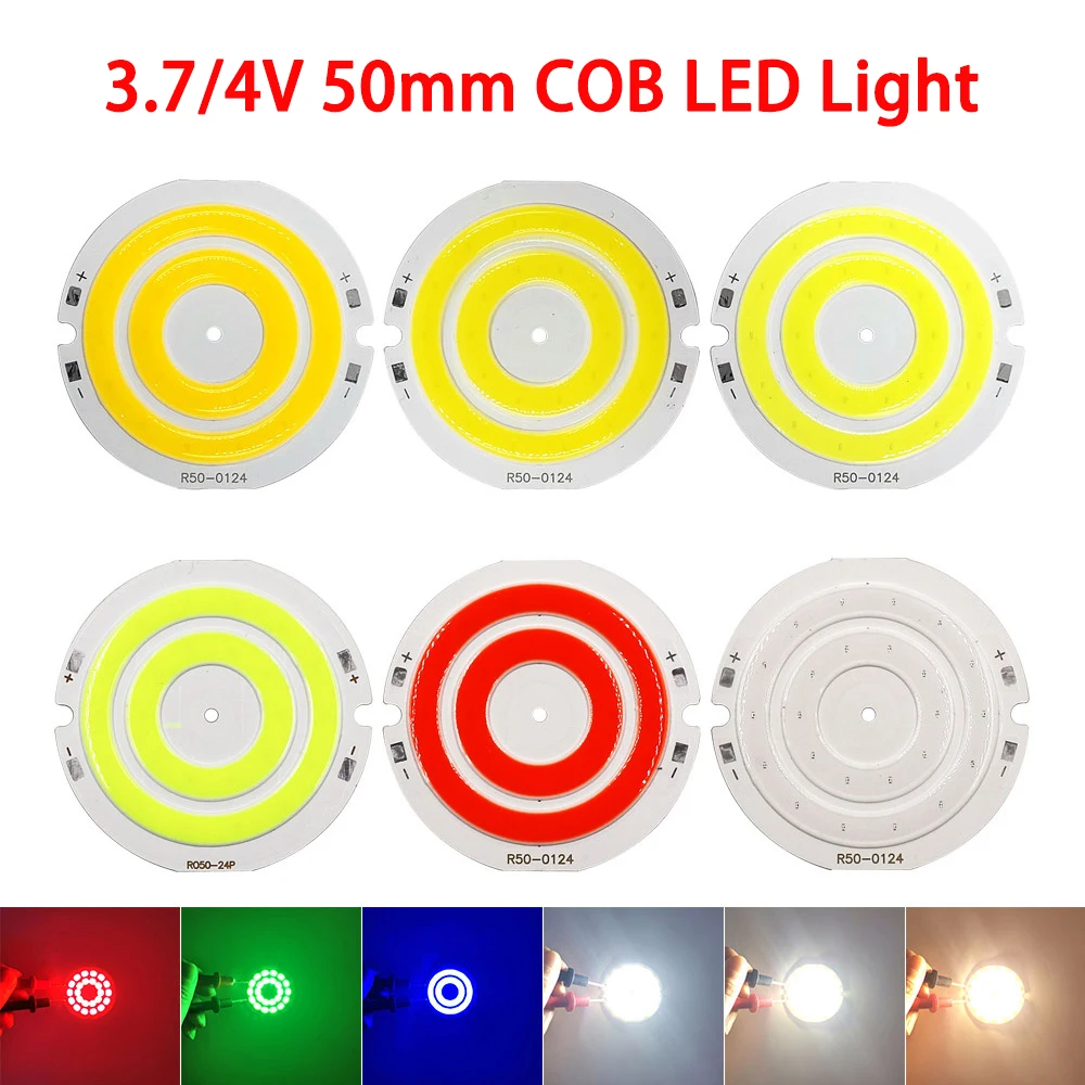 50mm Round COB LED Light Diameter Double Ring Cold White LED Lamp 3.7V 5W 7W COB Chip Bulb for DIY Work House Decor Lights