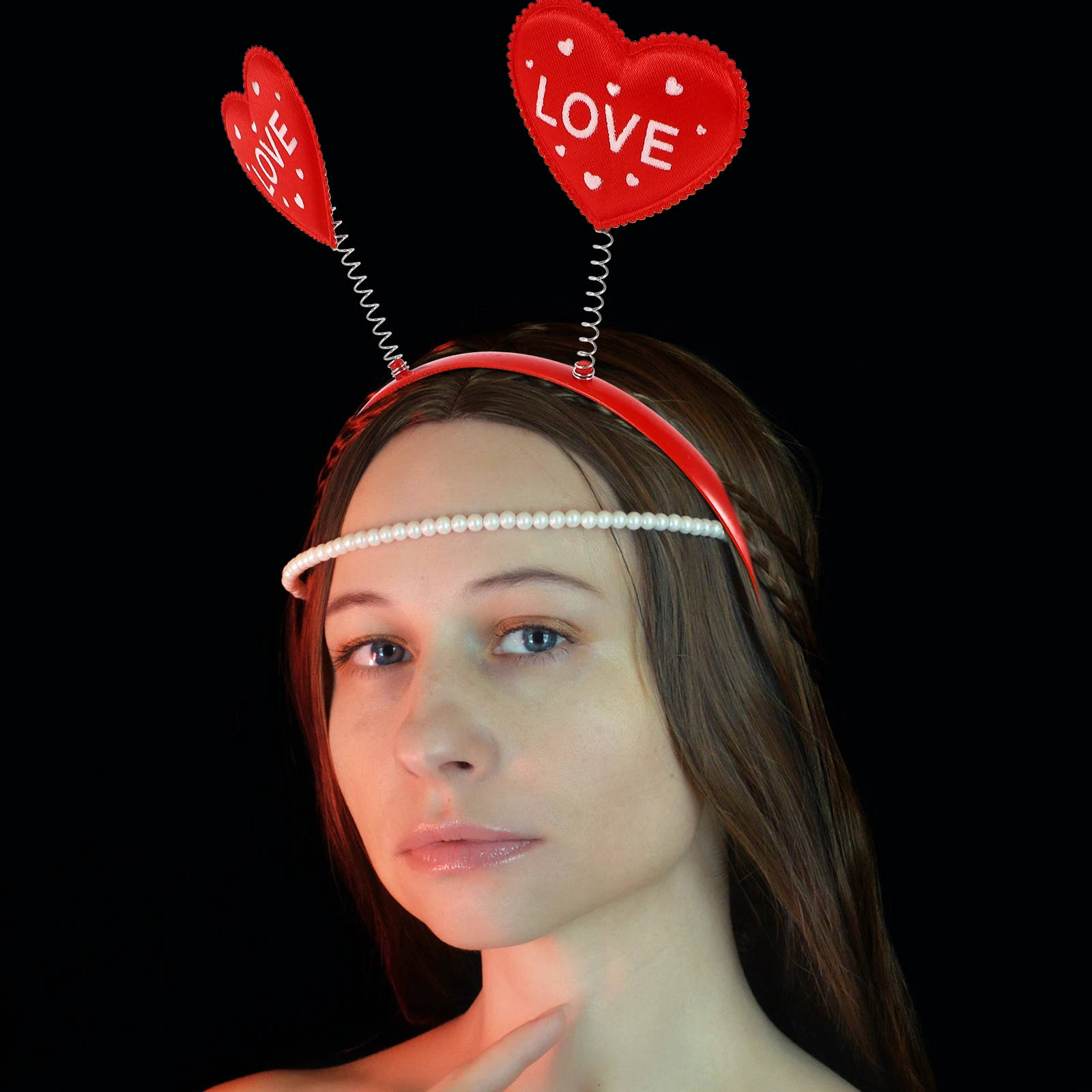 

3Pcs Heart Shape Headband Bright Red Size Suitable for Most Ages Valentine's Day Party Hairband Lovely Headwear