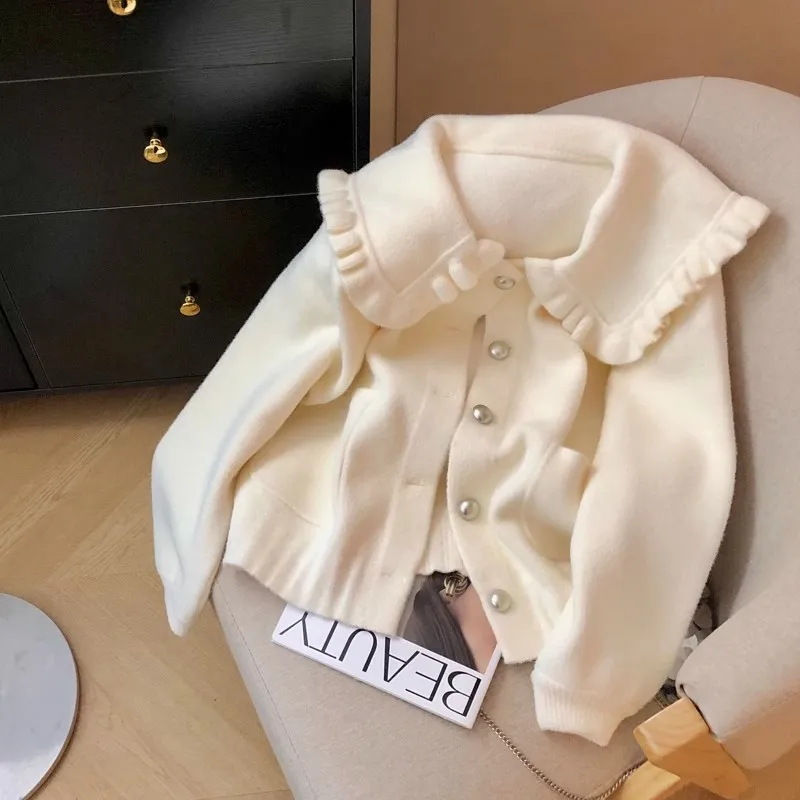 Jaquetas femininas nova manga longa gola boneca jaqueta feminina preto elegante casaco feminino chaquetas de mujer q2180