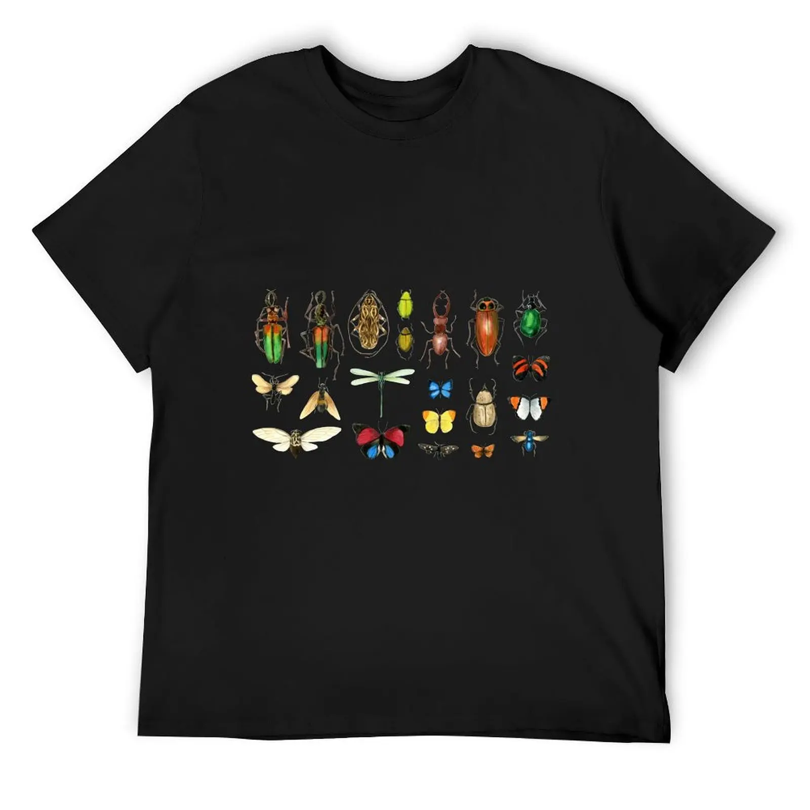 

The Usual Suspects - Insects on grey - watercolour bugs pattern by Cecca Designs T-Shirt graphic t shirts black t shirts for men