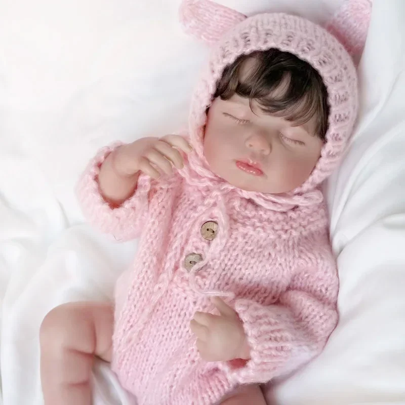 19 inch full body siliconen al geschilderd afgewerkte herboren babypop Loulou met geworteld haar