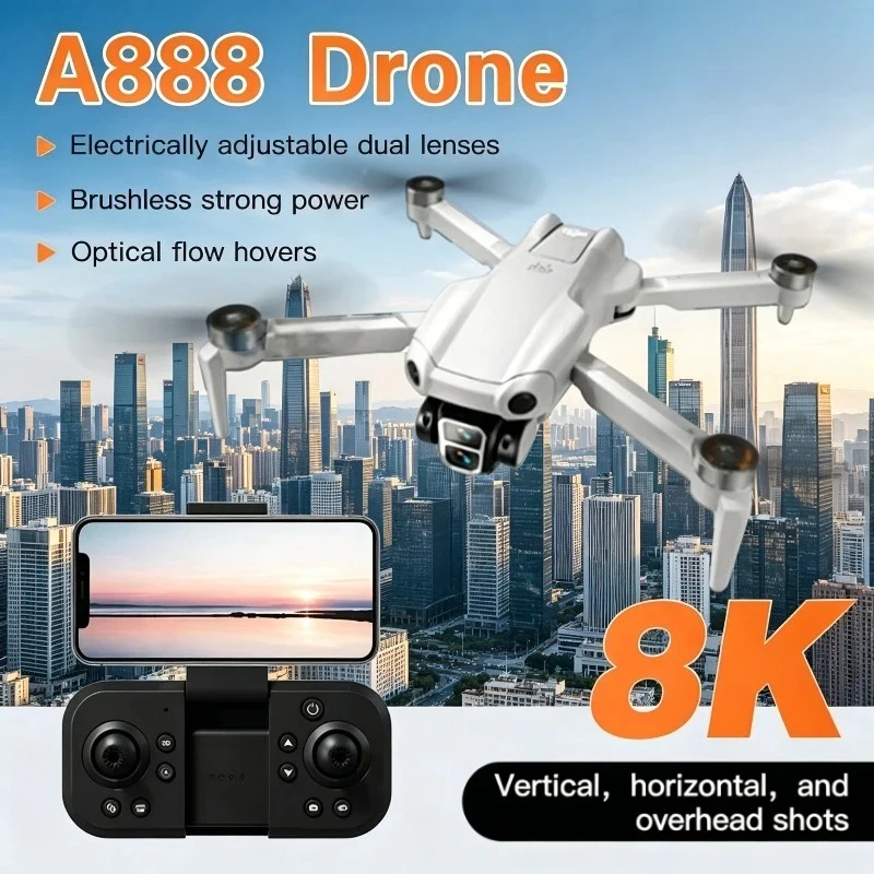 

2026New A888 Pro Drone Professional 8K Dual Camera 5G WIFI Remote Control with screen Brushless Motor Avoidance Quadcopter