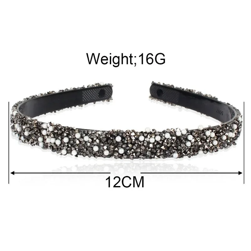 Luxury Pearl Rhinestone Headbands Fashion Thin Sparkly Rainbow Crystal Teeth Hairbands for Women Girl Hair Hoop Hair Accessories