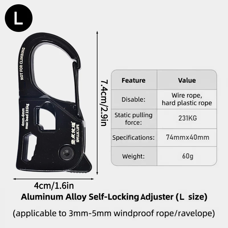 HDIRXG Aluminiumlegering Spanner voor Tenttouw, Kampeergereedschap, Sterke Belastbaarheid, Tenttouw Spanner, Koord- en Zeilspanner