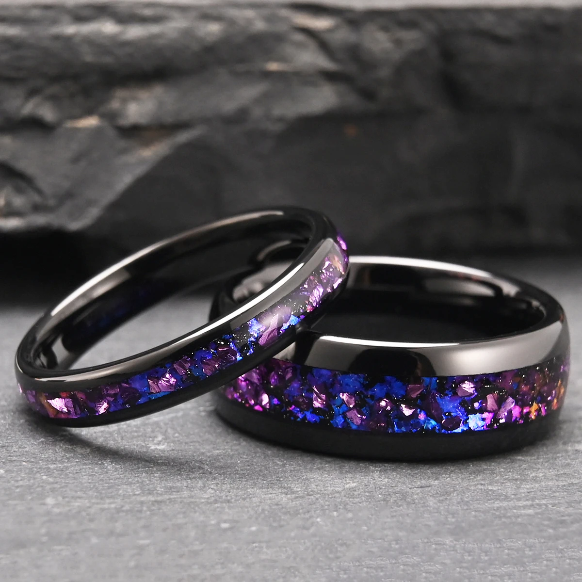 

Amethyst Purple Tungsten Ring, Black Tungsten Ring, Men Women Wedding Ring, Engagement Ring, Birthstone Men Ring, Promise Ring 4