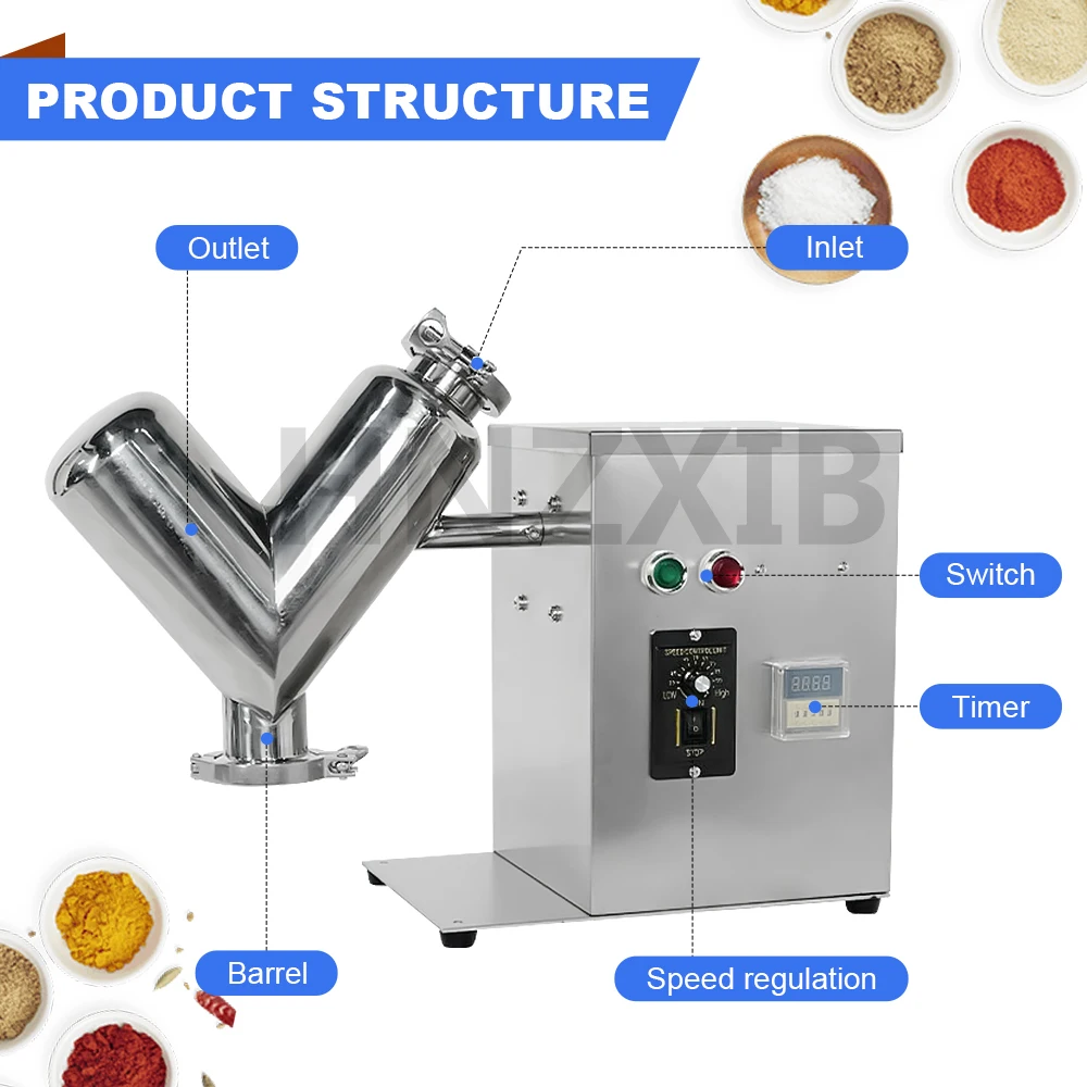 2L V-mixer High Frequency Food Mixer V-Type Dry Powder Powder Mixing
