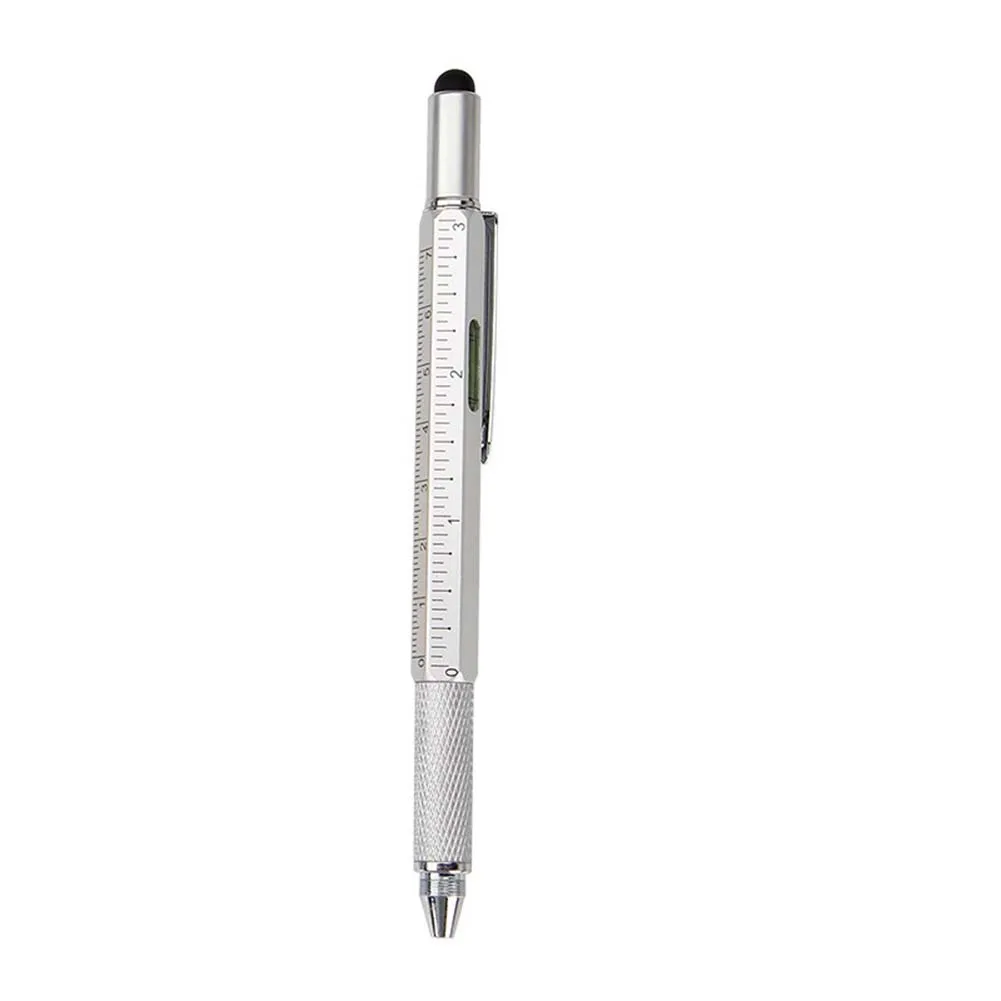 6in1 Multi-function Tool PenLevel Scale Metal Ballpoint Measure Technical Ruler Screwdriver Woodworking Hand Tools
