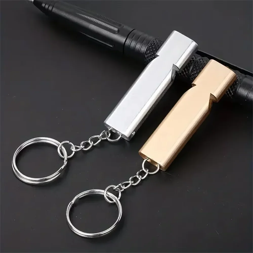

Flat Aluminum Alloy Dual Frequency Survival Whistle Double Tube Outdoor Survival Survival Whistle Equipment Equipped EDC Tool