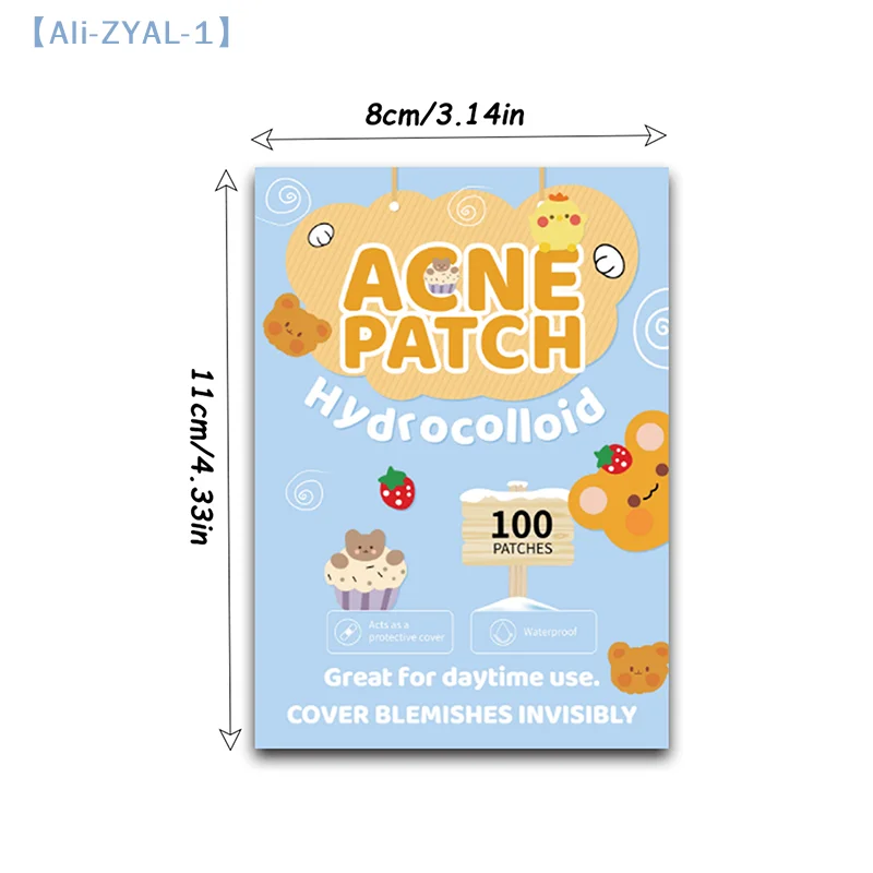 【ZYAL-1】100 szt. Plastry na trądzik z motywem misia, niewidoczne, profesjonalne, lecznicze