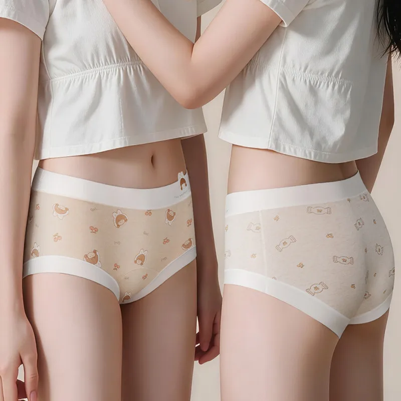 4 Pezzi di Mutandine da Donna in Jacquard a Vita Media, Alta Elasticità, Intimo Morbido in Puro Cotone, Boxer Comodi e Traspiranti