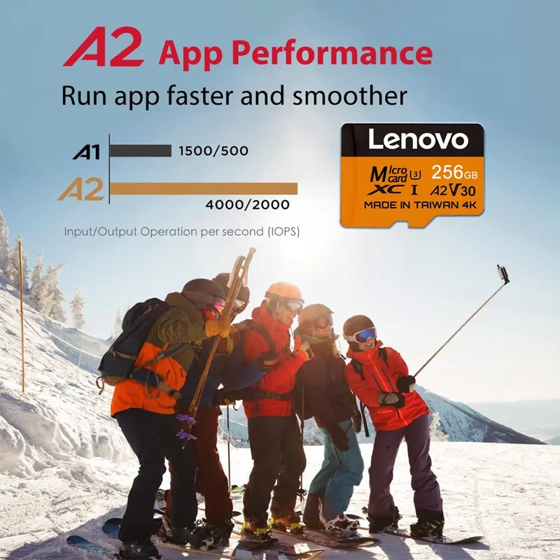 Lenovo High Speed Micro SD Card V30 512GB 64GB 128GB 256GB Flash Memory Card for Phone Laptop Surveillance Device