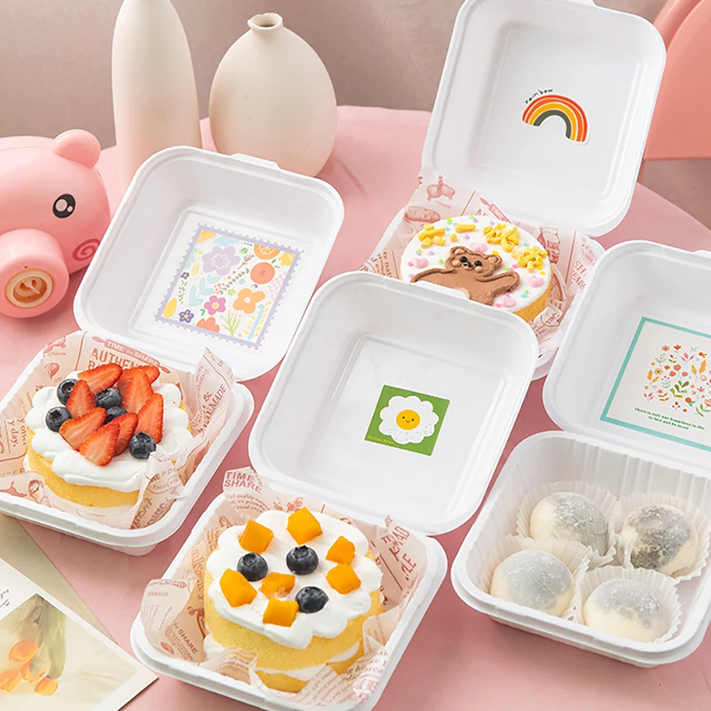 

50Pcs DIY Cake Gift Paper Box Pulp Hamburg Bento Box Wedding Birthday Party Decoration Cake Packaging Box Kitchen Baking Tools