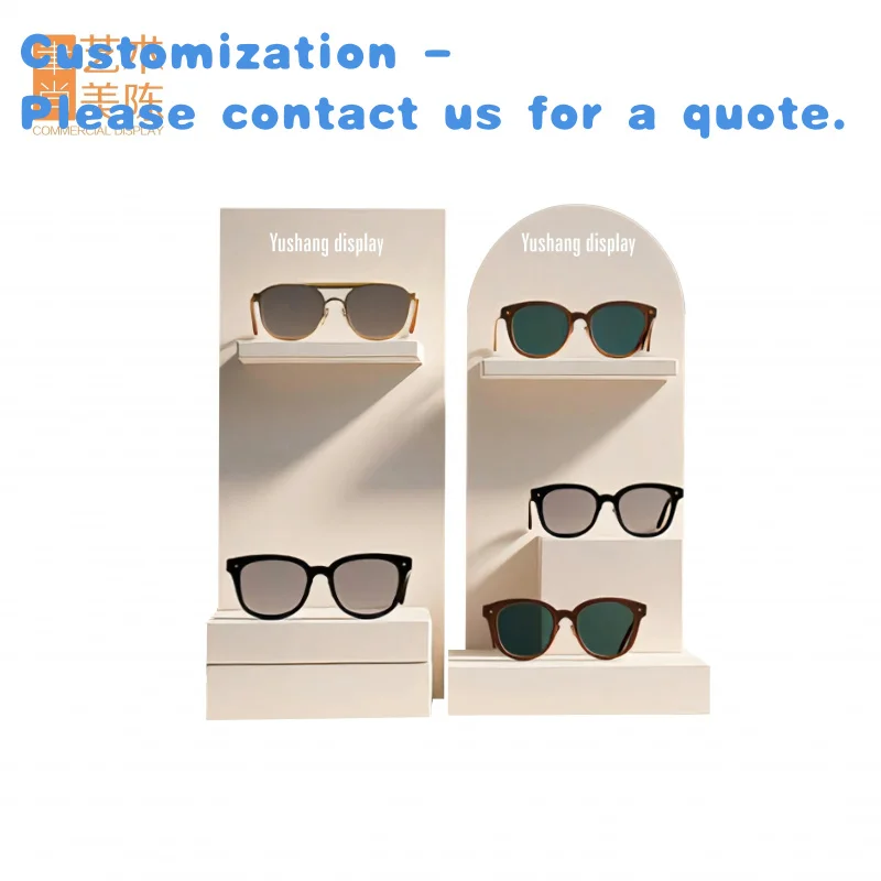 custom.YUSHANG Customizable Design Double-layer Milky White High-density Acrylic Table Eyewear Display Stand