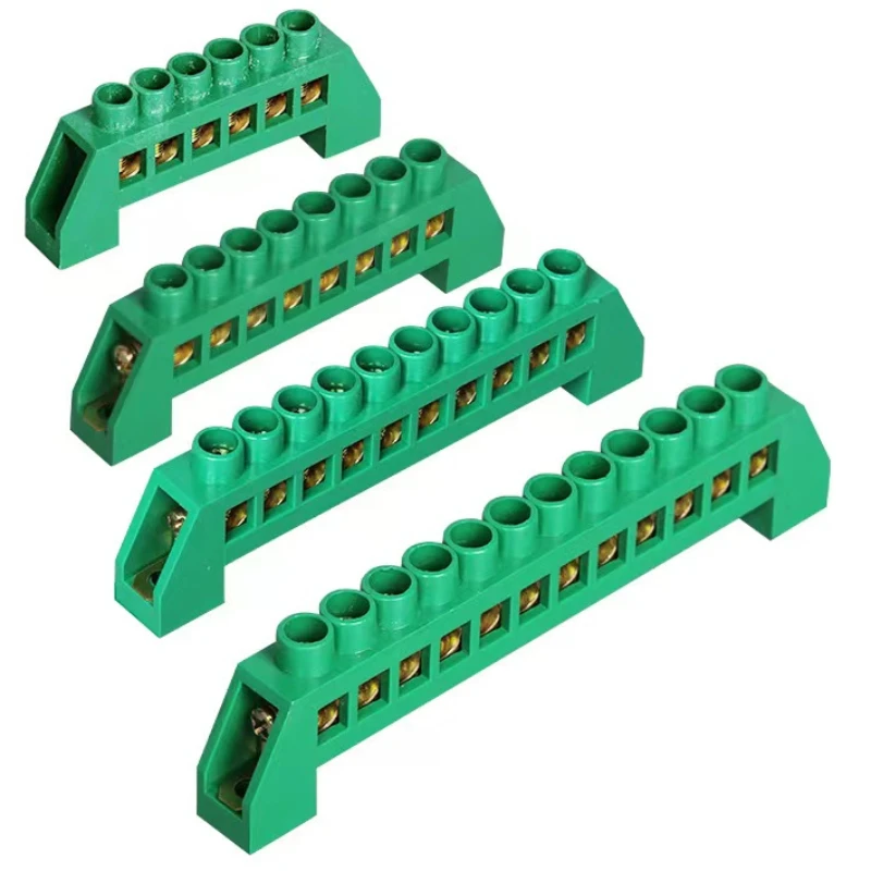 1PCS Green Zero Line 4Pin 6Pin 8Pin 10PiN 12PiN Brass Screw Grounding Bridge Terminal Block Connector Earth And Neutral