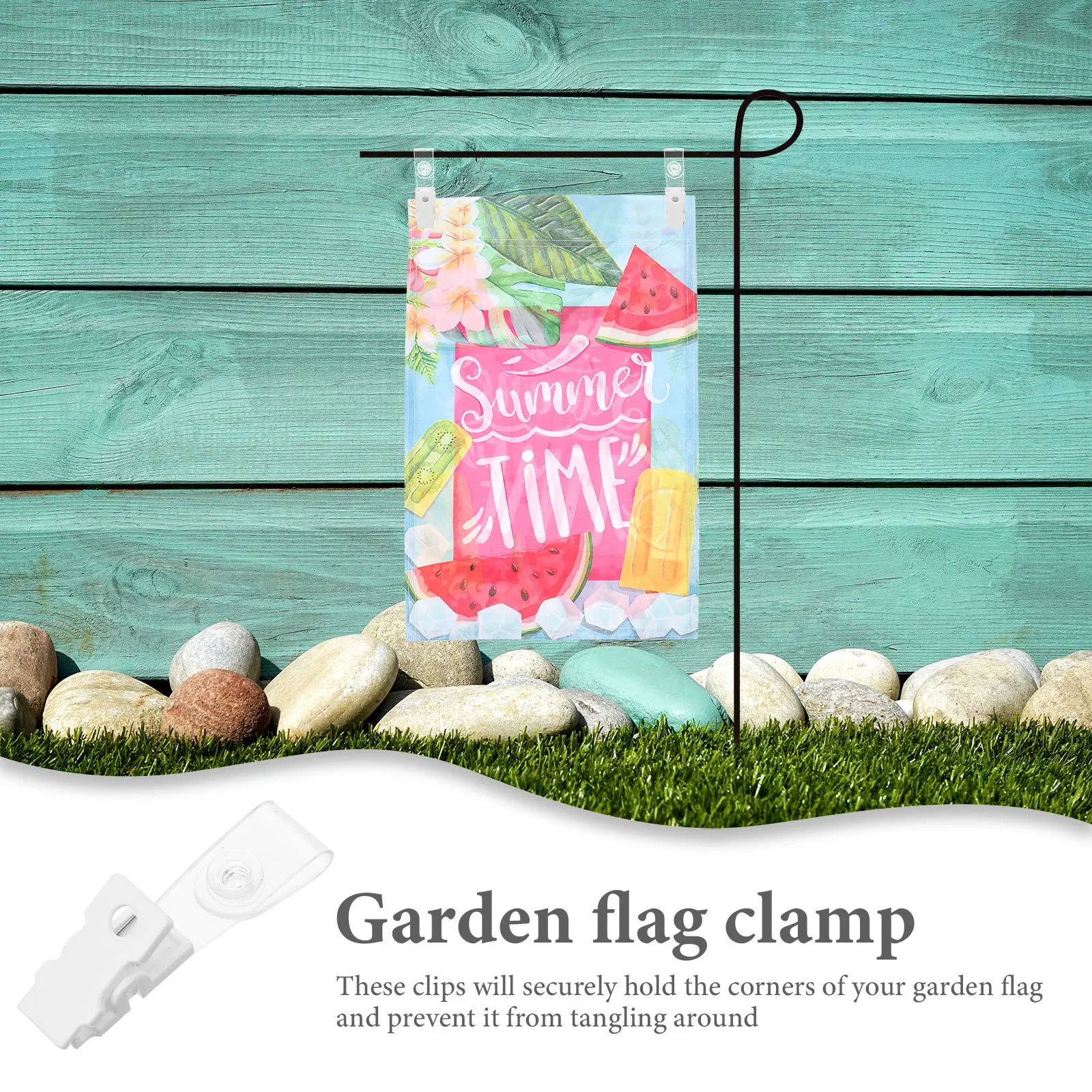 

10 Pcs Clips Lawn Flag Holder Accessories White Flags Pole Holders for outside