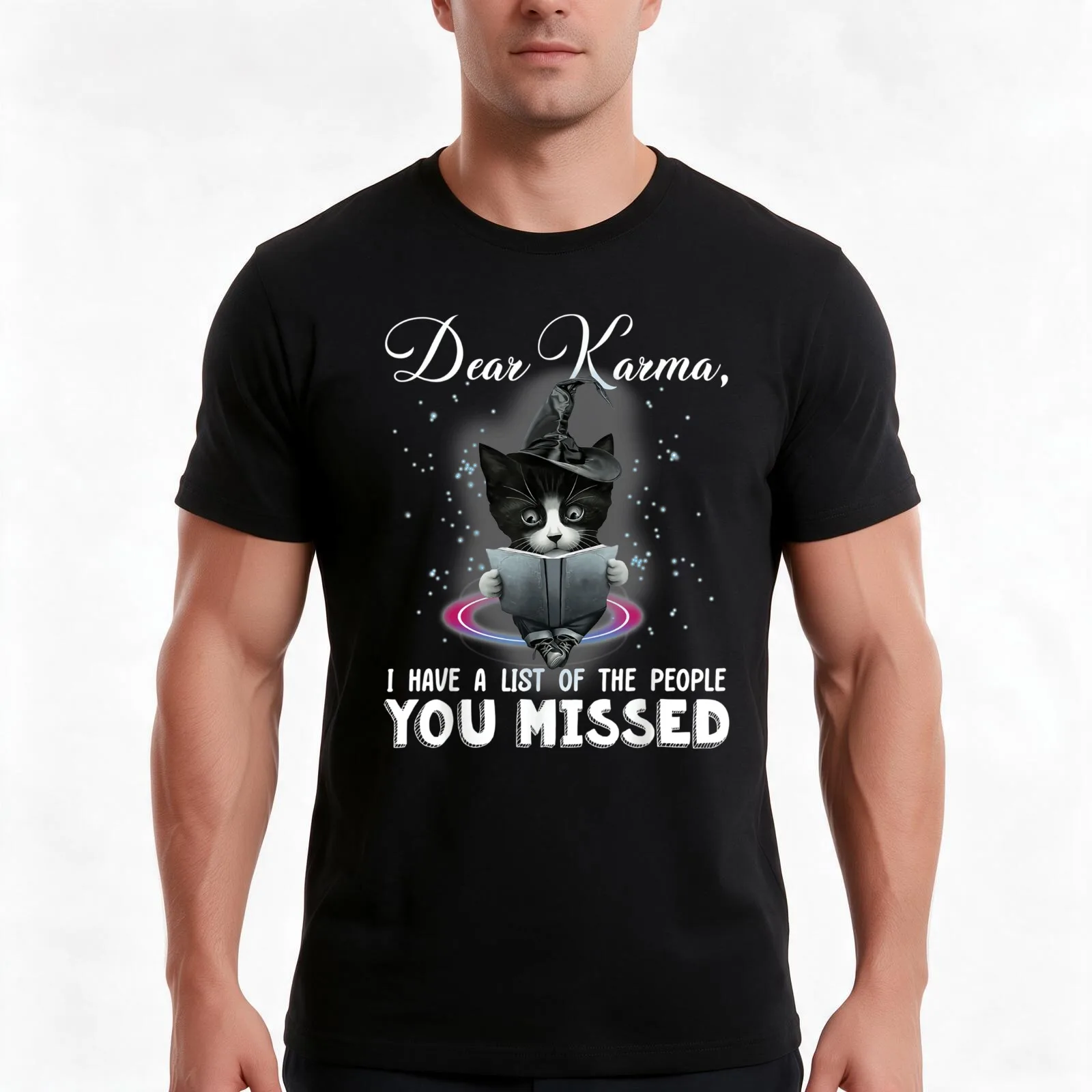 Dear Karma I Have A List Of The People You Missed Funny Cat T-Shirt Summer Casual Cotton Tee Oversized Streetwear Tops