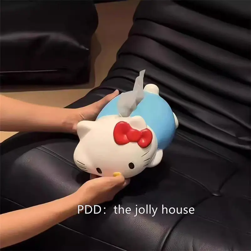 الكرتون مرحبا كيتي الأزرق لطيف هريرة الأنسجة مربع طاولة شاي و سيارة الأنسجة صندوق تخزين بسيط الإبداعية غرفة صندوق من الورق المقوى الهدايا