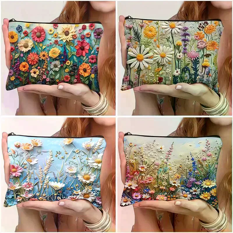 Boho Vintage Double-sided Printed Cosmetic Bag Travel Toiletry Bag For Women Large Capacity Makeup Bag Storage Bags Gifts