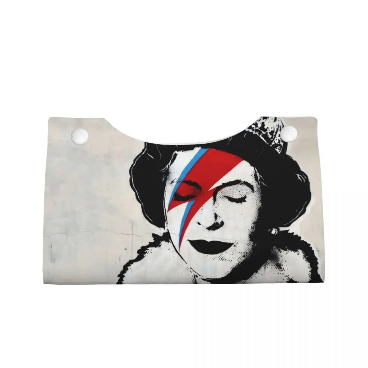 Custom Banksy UK England Queen Elisabeth Rockband Face Makeup Tissue Box Cover PU Leather Rectangular Facial Tissues Holder for