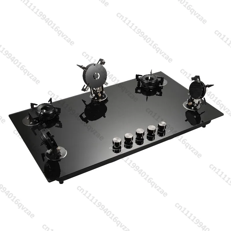High Power 5 Burner Gas Stove Clamshell Tempered Glass Top Portable Built-in Cooker