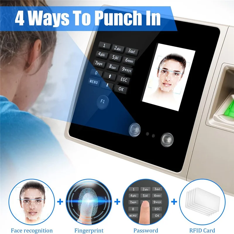 

Y50A-Time Clocks For Small Business,Clock In And Out Machine For Employees With Face Recognition,PIN Punching In One Durable US