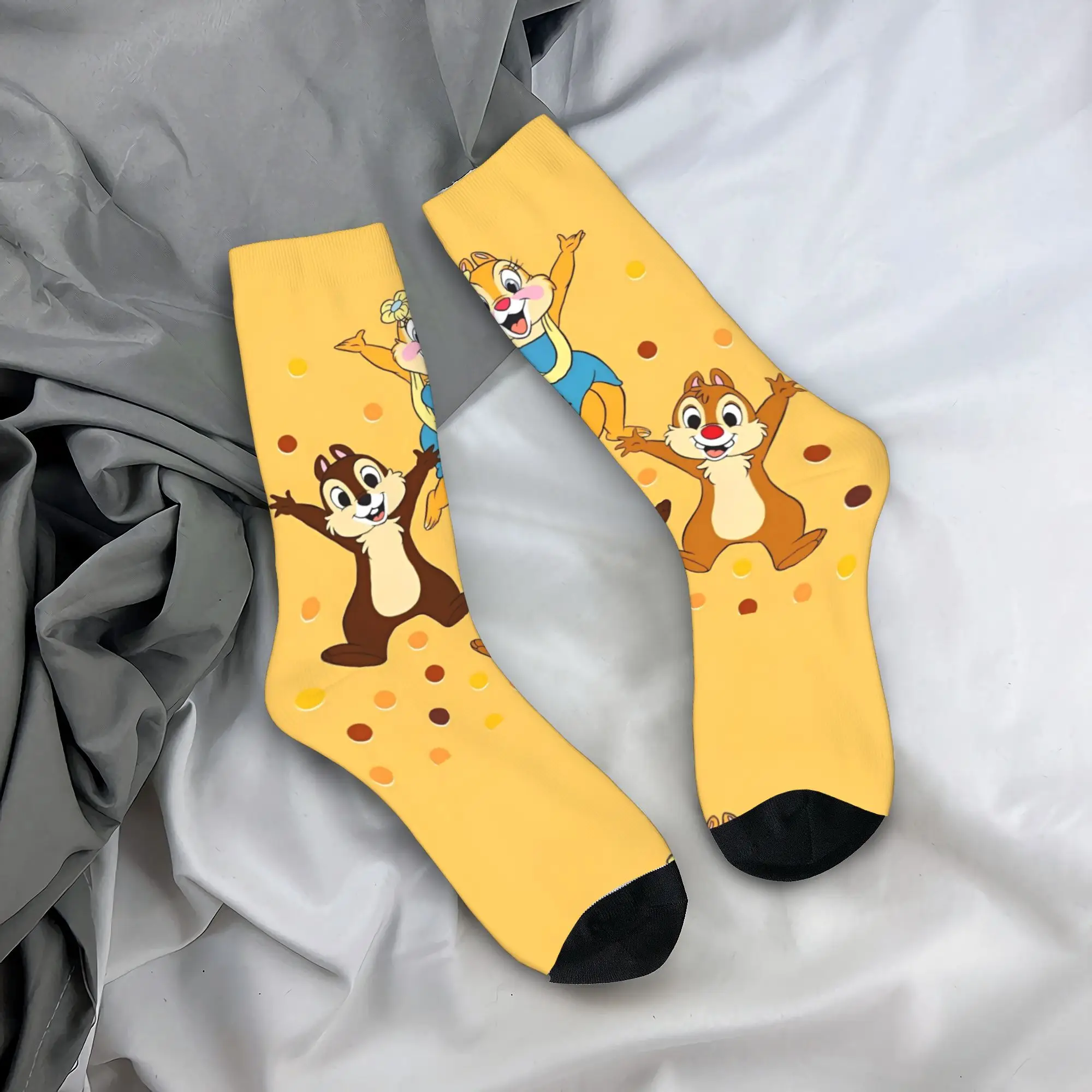 Chip Dale Dance Cartoon Autumn Winter Hip-hop Women MenSocks Cute Tamias Non-slip Middle Tube Socks