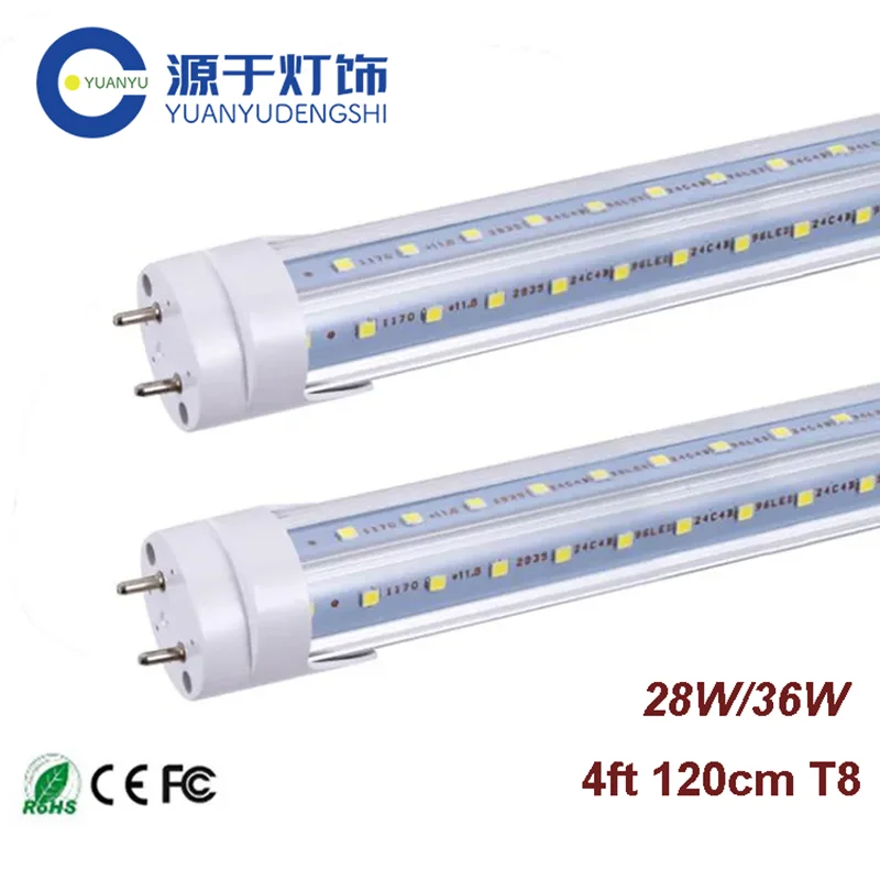 4ft  28W/36W Led Fluorescent lamp T8 120cm V-shape led tube For Home Store Factory Indoor Kitchen Cabinet Lighting