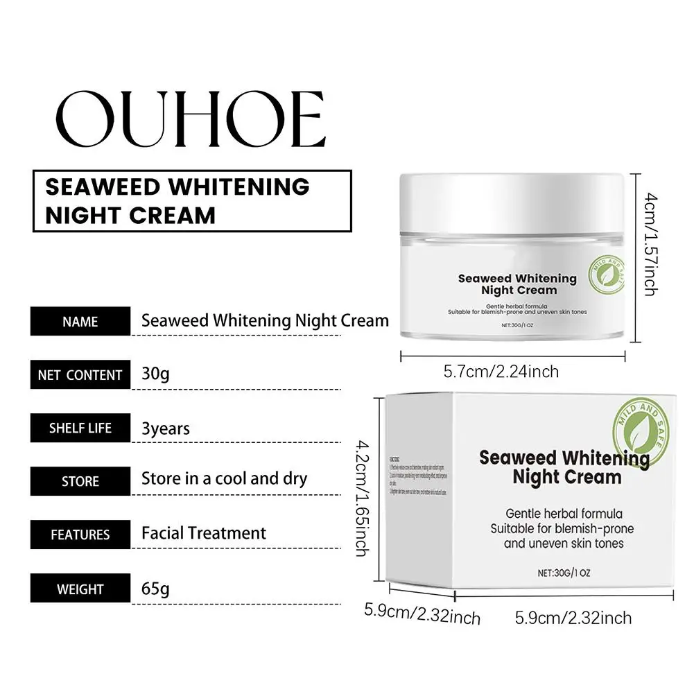 Rejuvenating Seaweed Night Cream Repair Cream, Lighten Fine Lines, Whitening And Moisturizing Cream Skin Care For Women