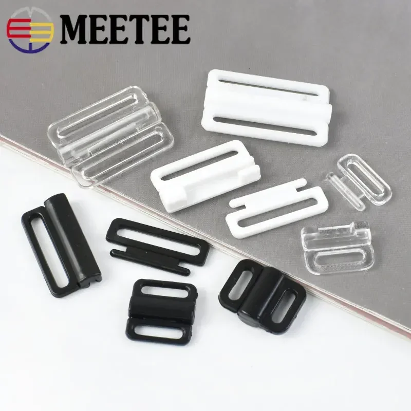 30Sets 8-25mm Plastic Buckles for Bra Swimwear Bikini Adjustor Closure Clip Clasp Underwear Button Buckle DIY Sewing Accessories