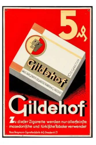 Tin Sign 8 x12 1940 Gildehof Cigarettes Foreign Advertising Sign 5 cents