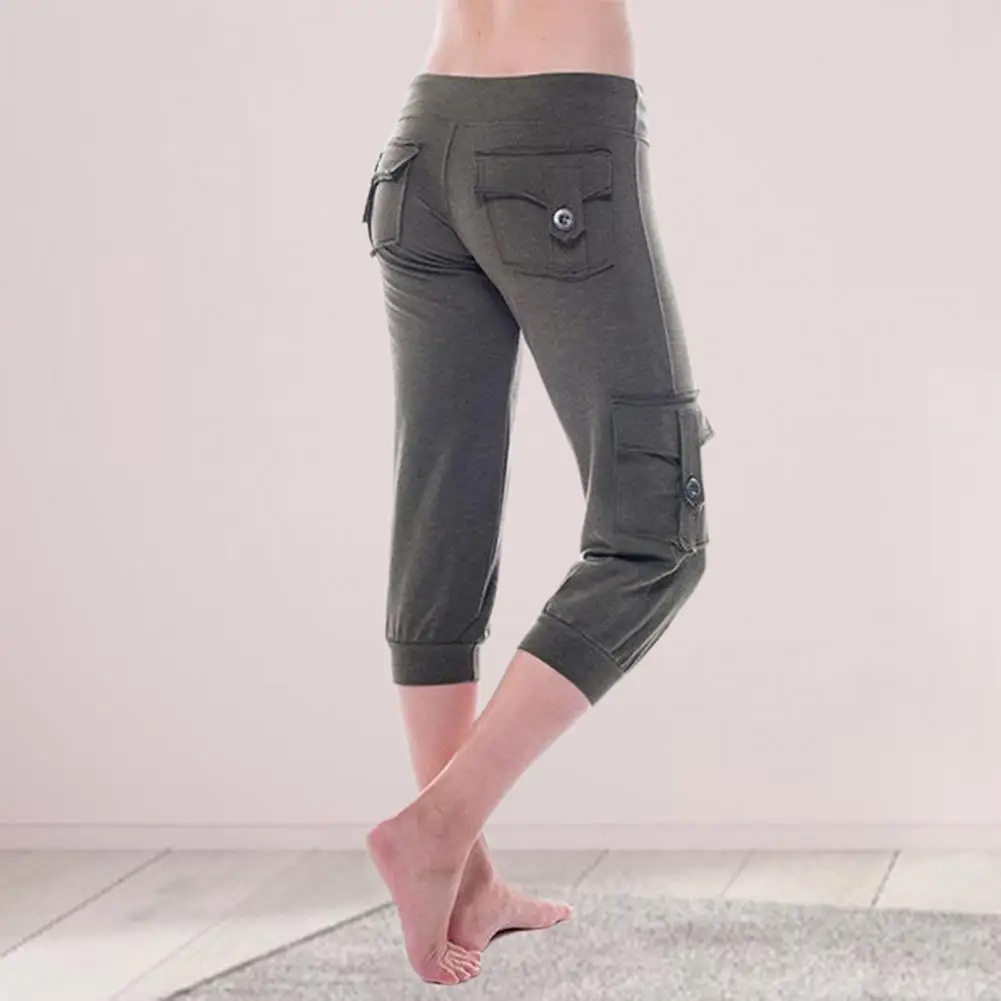 Pantalones cortos con cordón para mujer, mallas deportivas con múltiples bolsillos, levantamiento de glúteos, ajustados, Fitness