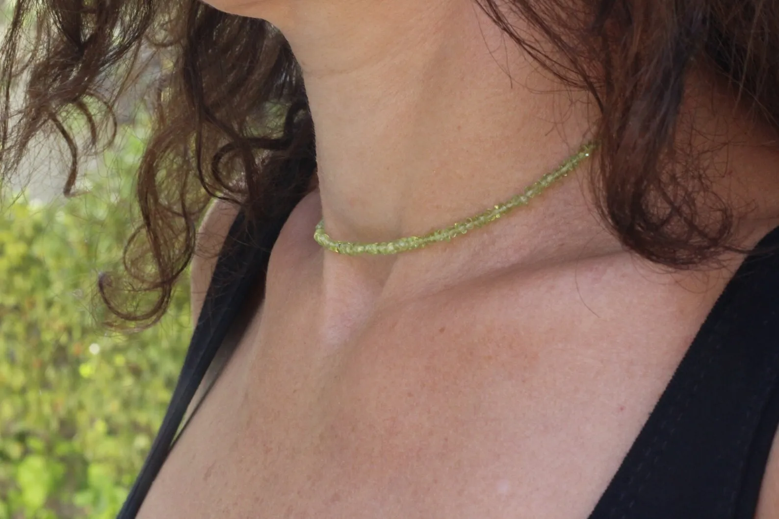 Peridot necklace  peridot beaded necklaceChoker Beaded Necklace，Pearl Beaded Necklace，Natural Peridot Necklace