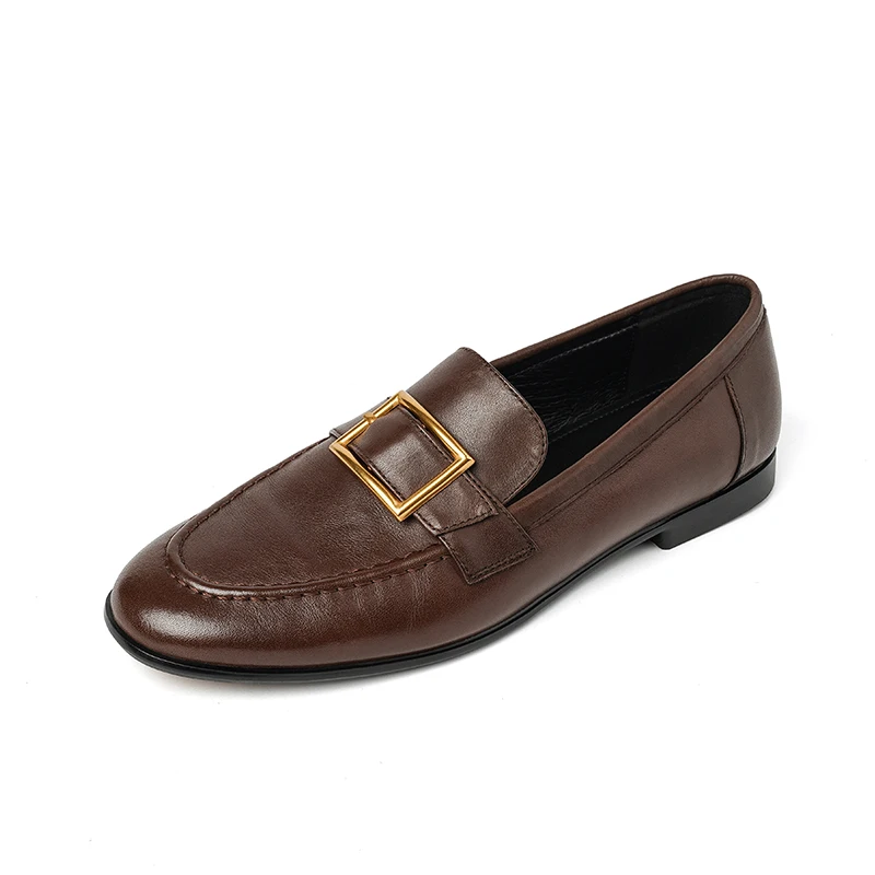 

Женская обувь в стиле ретро, простая обувь на плоской подошве с круглым носком и пряжкой, женская обувь высокого качества из воловьей кожи, весенне-осенняя винтажная обувь ручной работы, размер 40