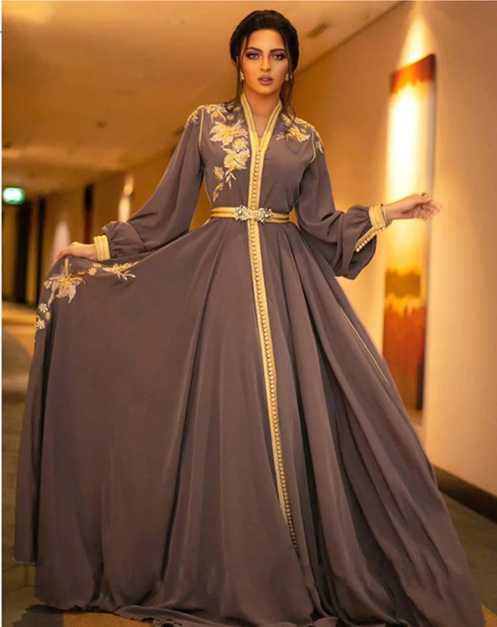 

Moroccan Embroidery Appliques Prom Evening Dresses Long Sleeve Arabic Muslim Party Gown Robe Soirée Femme Vestidos De Noche 2023
