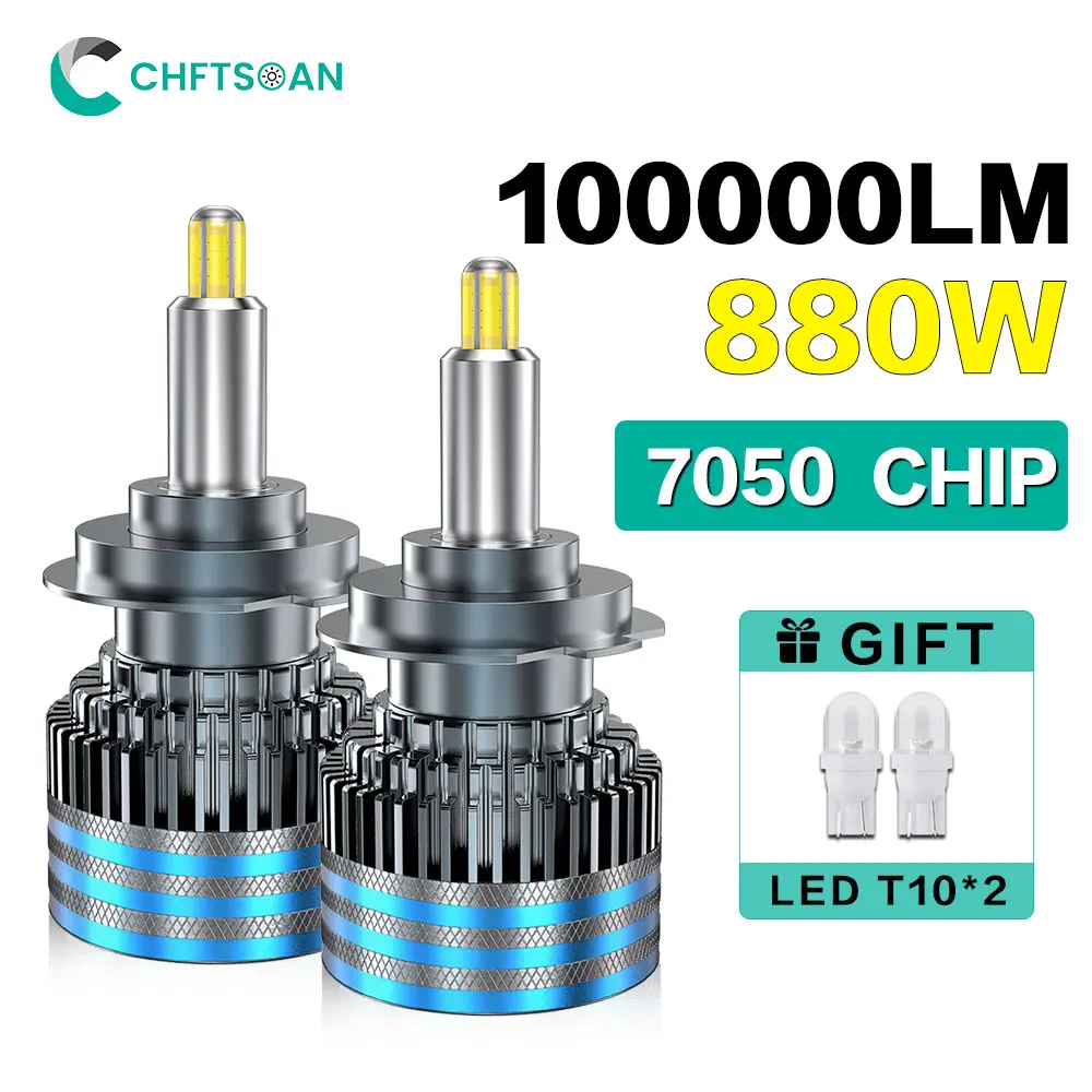 Chftsoan 360° LED Headlight H4 High Power Headlight 880W 100000LM H7 H11 9005 9006 9012 Canbus Headlight 6500K Fog Light 9-48V 