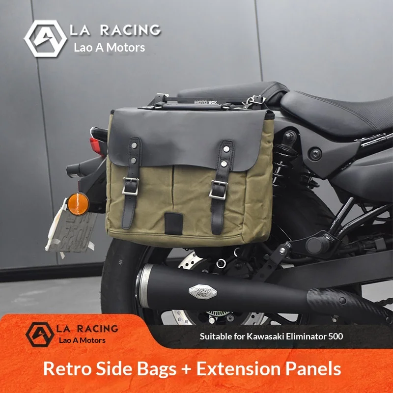 【Premium】For Kawasaki Eliminator 500 modified retro side bag canvas bag tool bag side hanging bag tactical hanging board stand