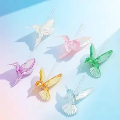 

6pcs Colorful Hummingbird Acrylic Hanging Decorative Bird Ornament Wedding Party Xmas Ceiling Bedroom Garden Hummingbirds