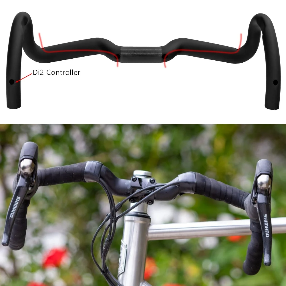 KOCEVLO Carbon Fiber Gravel Bike Handlebar 380/400/420/440mm Split Design High Strength Riser Drop Bar with Ergonomic Wave Shape