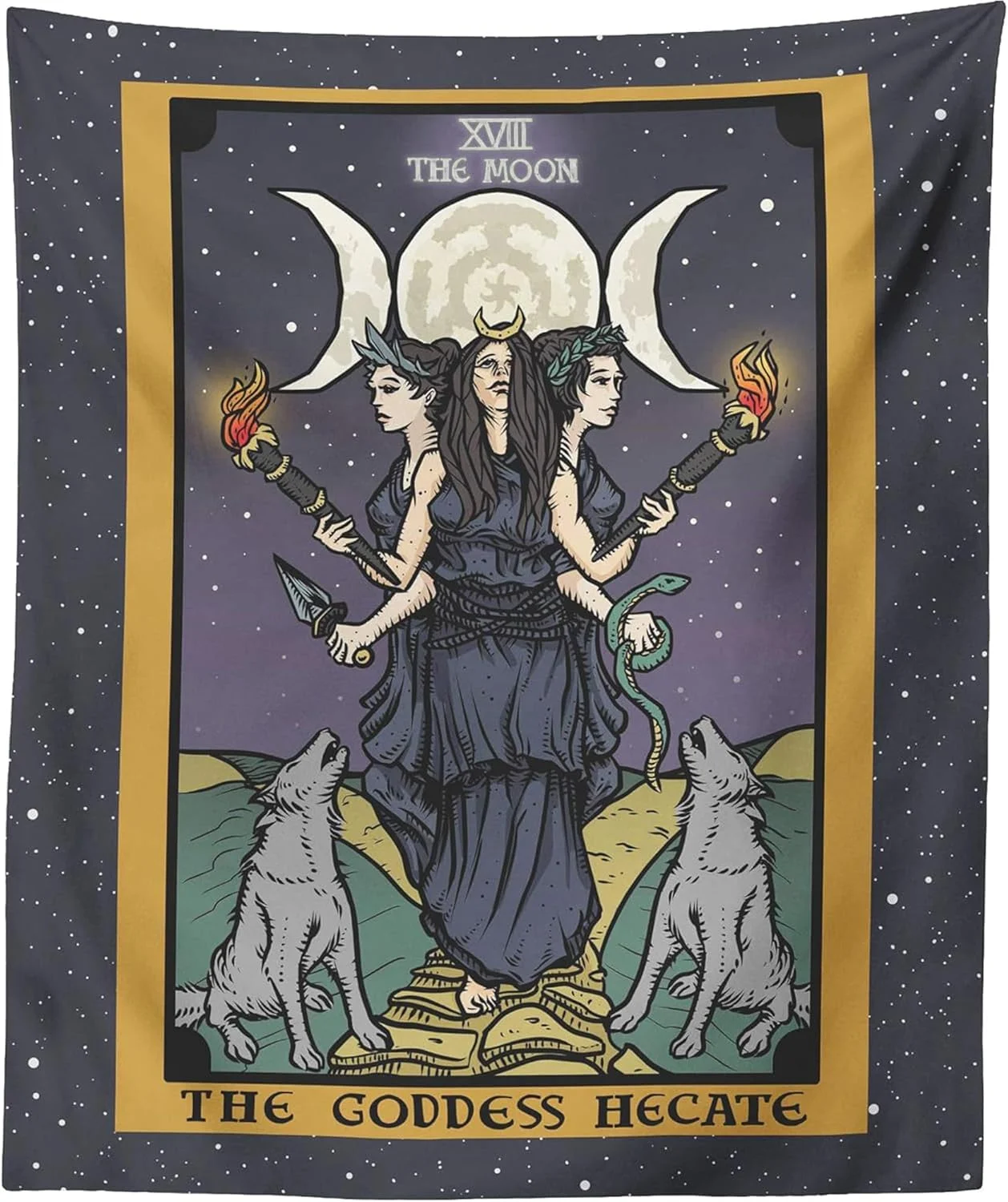 VIKAMA Tarot Vintage Tapestry Witchcraft Goddess Pagan Witch Wall Hanging Astrology Room Bedroom Entryway Decorative Tapestry