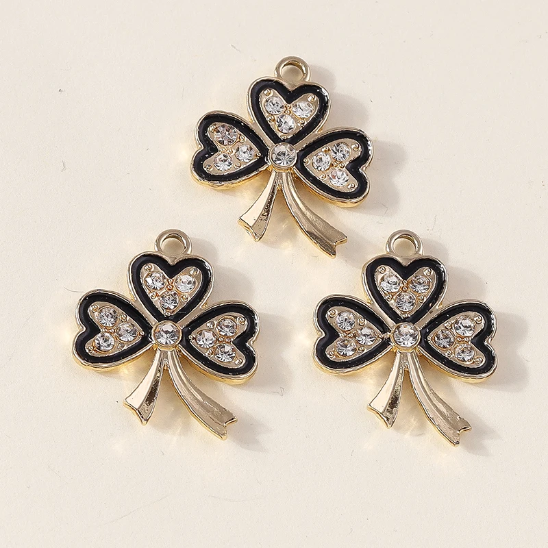 Leslie 10 Stück Luxus-Kristall-Glücksanhänger mit vierblättrigem Kleeblatt für handgefertigten DIY-Schmuck, Statement-Halsketten, Ohrringe, Armbänder und Anhänger – Detail 3