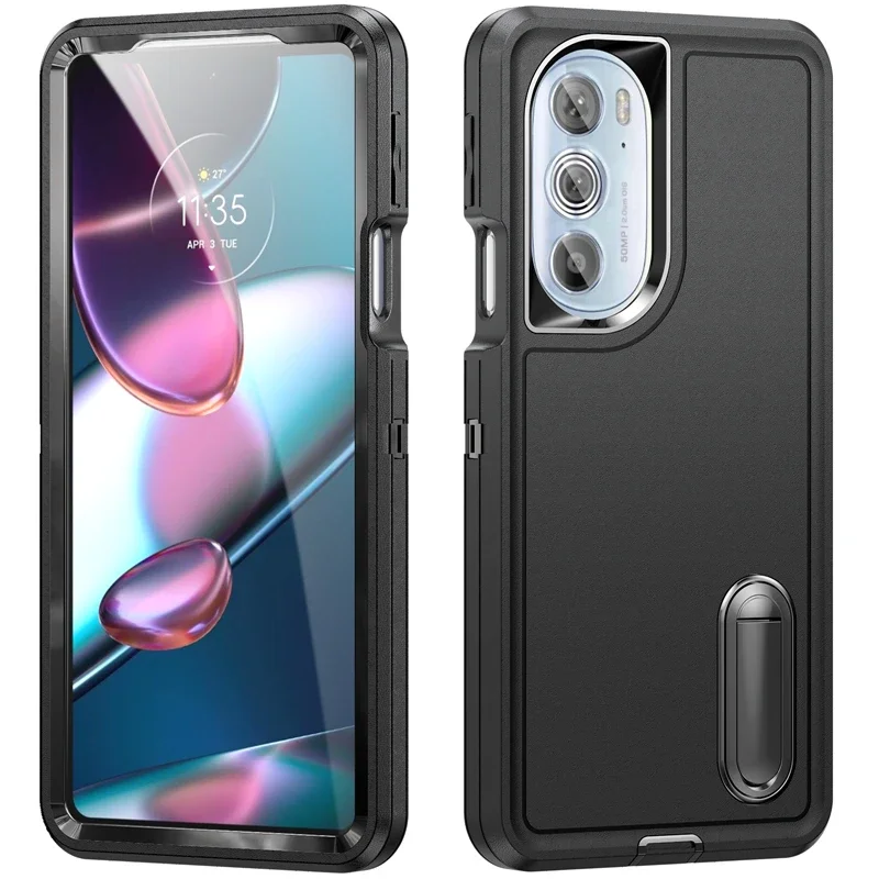 Etui na telefon 3 w 1 Heavy Armor Shockproof Defend do Motorola Moto Edge 30 Pro Plus 2022 Hard Plastic TPU Protection Back Cover