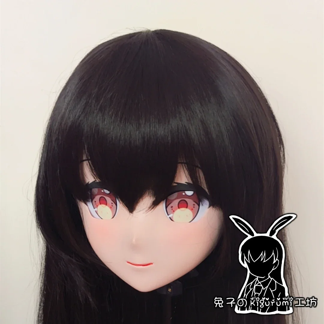 (A56) Custom Handmade Full Head Cute Mask with Backshell Party Crossdressing Silicone Anime Lin Kigurumi Cosplay Mask