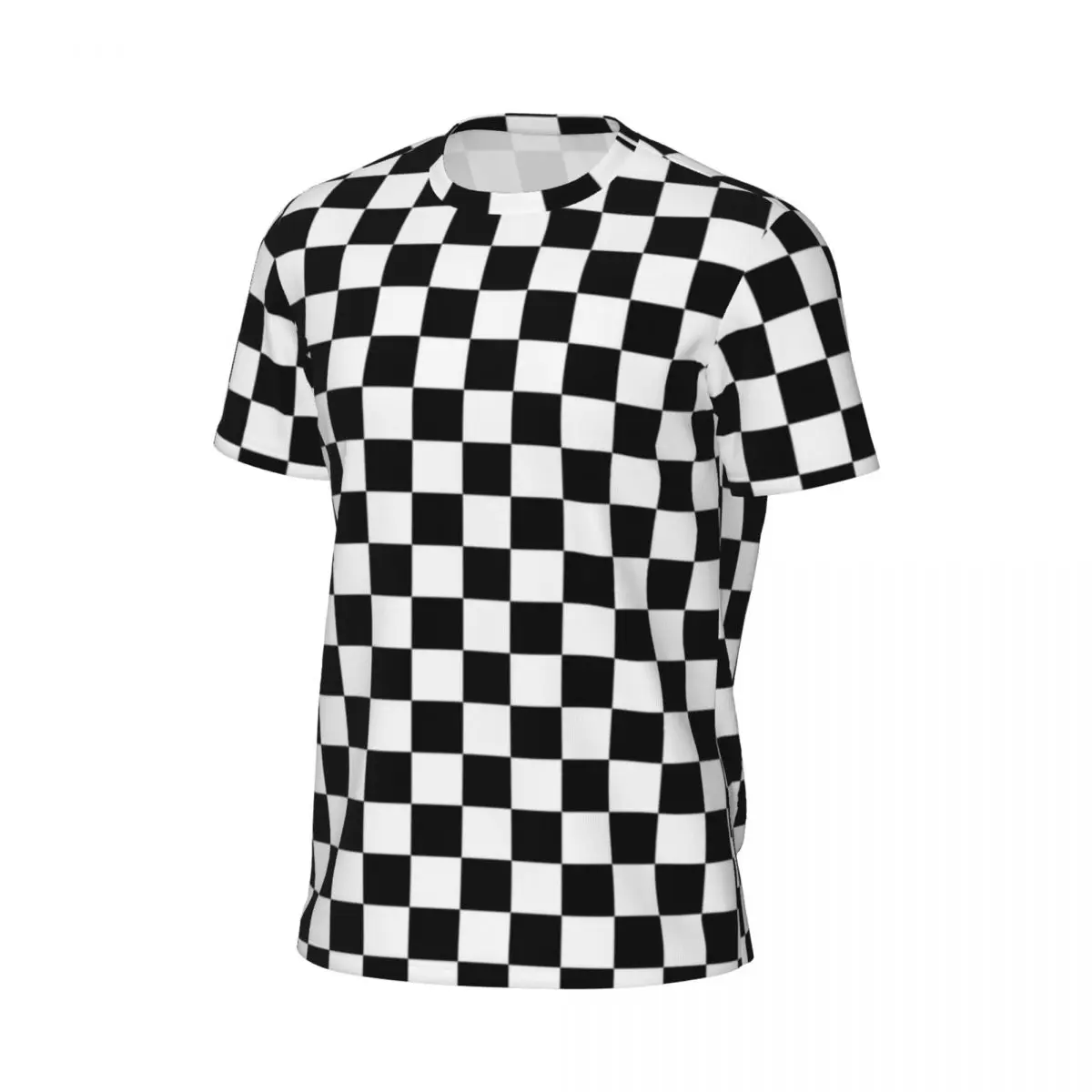 Black Checkerboard T Shirt Mens Classic Black and White Checker Y2K Classic Sportswear T-Shirts Beach Trending Tee Shirt Tops