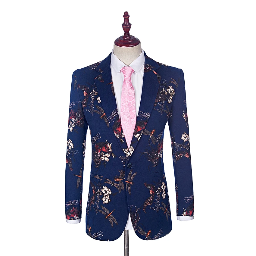 

Printed Groom Tuxedos Groomsman Suit Custom Made Man Suit Stage Wear wedding suit Casual Men Stage Clothing Jacket+pants