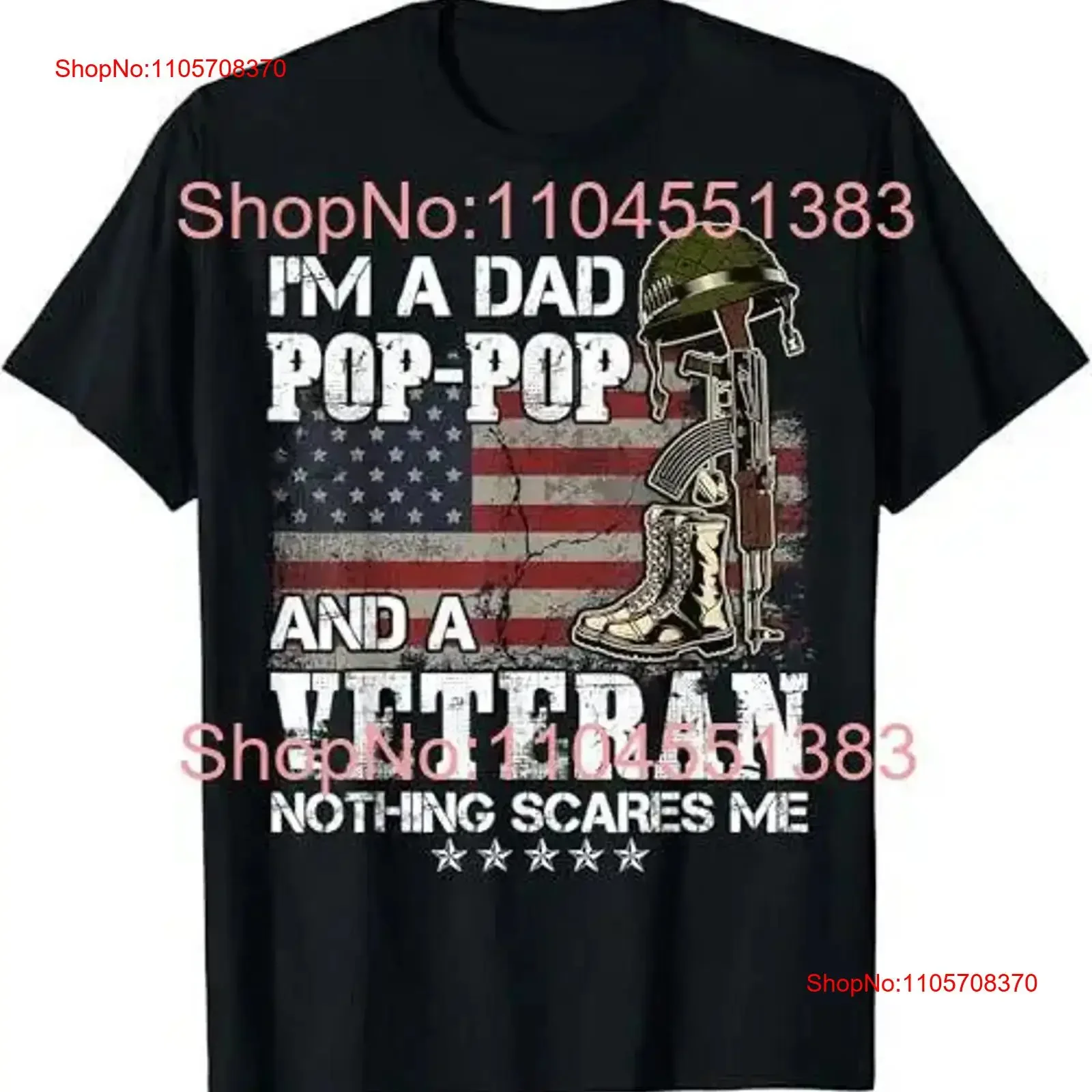 I'm A Dad Pop And Veteran Nothing Scares Me T Shirt vintage Washed homme graphic Soft streetwear Comfortable Versatile