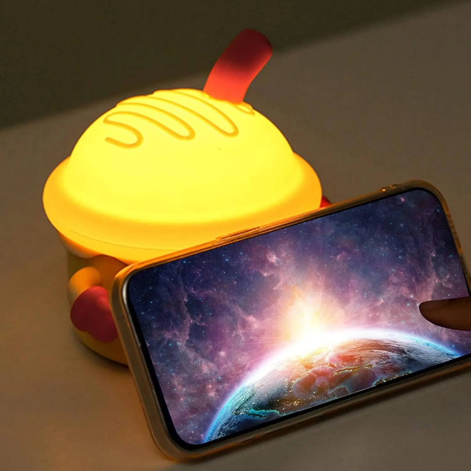 

Ночник в виде мороженого, милая силиконовая прикроватная лампа, 3-уровневая регулировка яркости, теплый свет, перезаряжаемый светодиодный сенсорный светильник, безопасный ABS-пластик